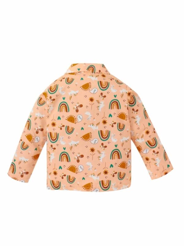 Kids Sleepsuit for Baby Boy’s and Girl’s Topwear and Pajamas Set Long Sleeve Sleepwear Baby Clothing Sets - Peach Apollo Print - Image 3
