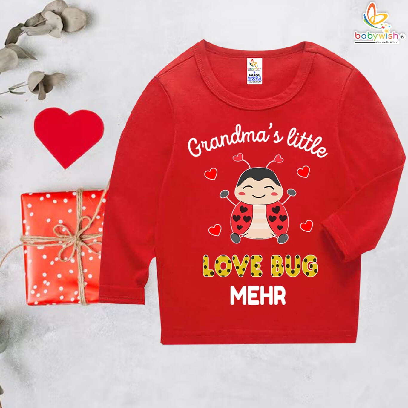 grandma little love bug personalized baby valentine t shirt