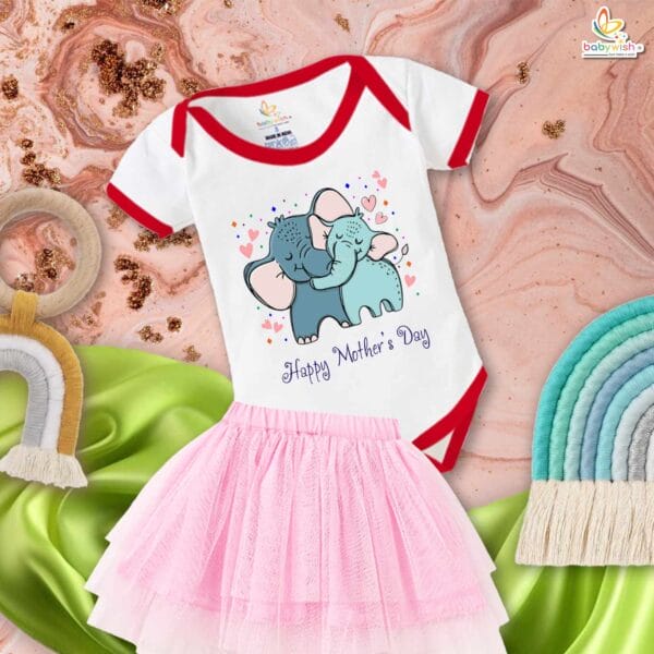 newborn girls tutu skirt romper Mother's Day print onesies bodysuits for baby 0 to 12 months - Image 2