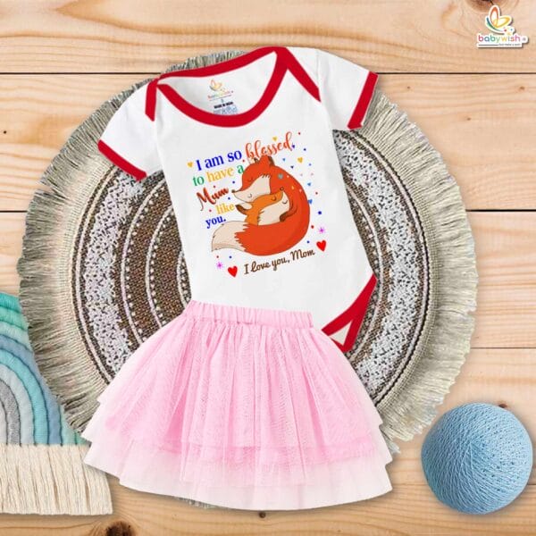 newborn girls tutu skirt romper Mother's Day print onesies bodysuits for baby 0 to 12 months - Image 2
