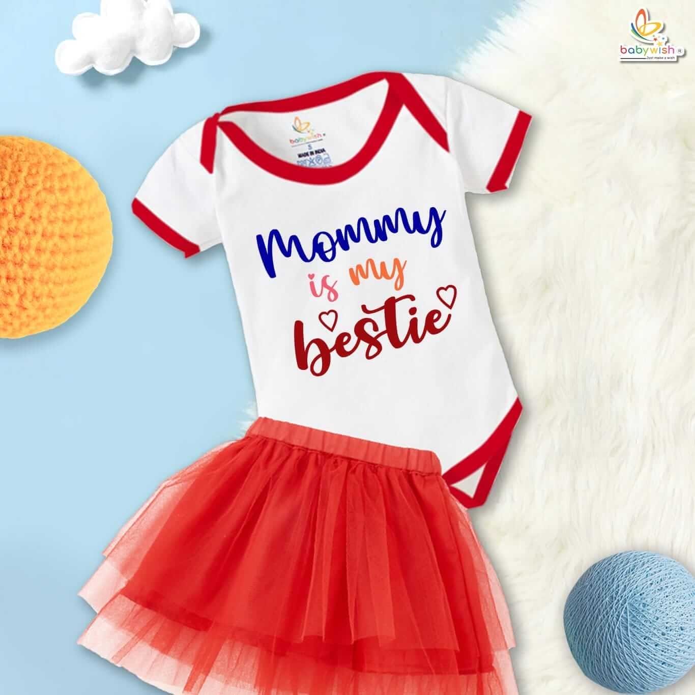 newborn girls tutu skirt romper Mother's Day print onesies bodysuits for baby 0 to 12 months