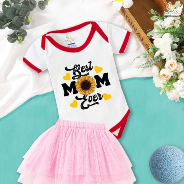 newborn girls tutu skirt romper Mother's Day print onesies bodysuits for baby 0 to 12 months - Image 2