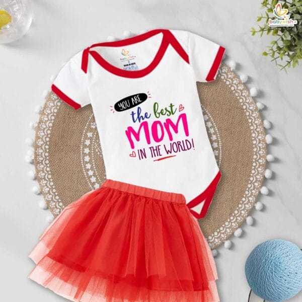 newborn girls tutu skirt romper Mother's Day print onesies bodysuits for baby 0 to 12 months