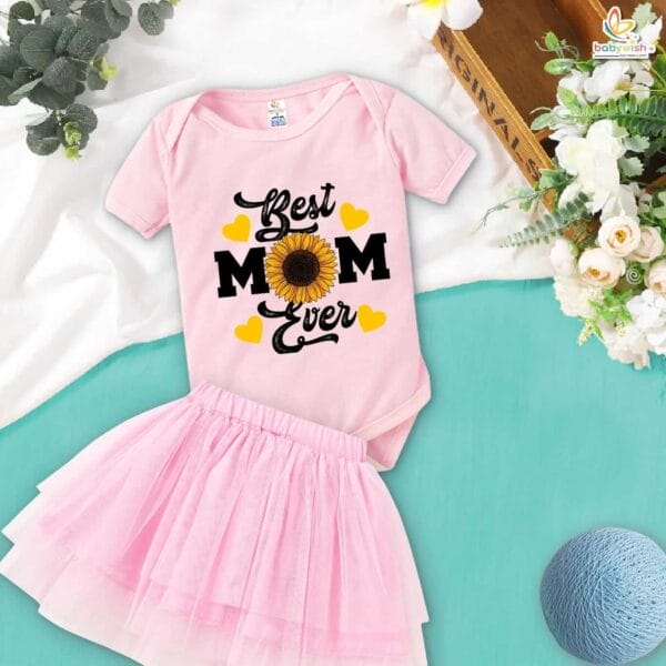 newborn girls tutu skirt romper Mother's Day print onesies bodysuits for baby 0 to 12 months - Image 5