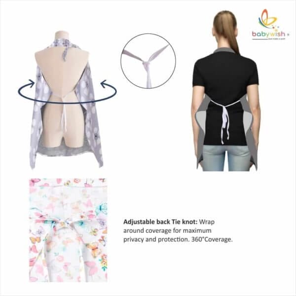 Nursing covers for Mother Breathable feeding cover for Breastfeeding 360° Coverage Protection Cover - White Butterfly Garden - Image 6