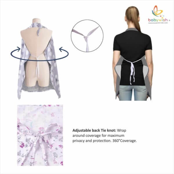 Nursing covers for Mother Breathable feeding cover for Breastfeeding 360° Coverage Protection Cover - Purple Water Lily - Image 7