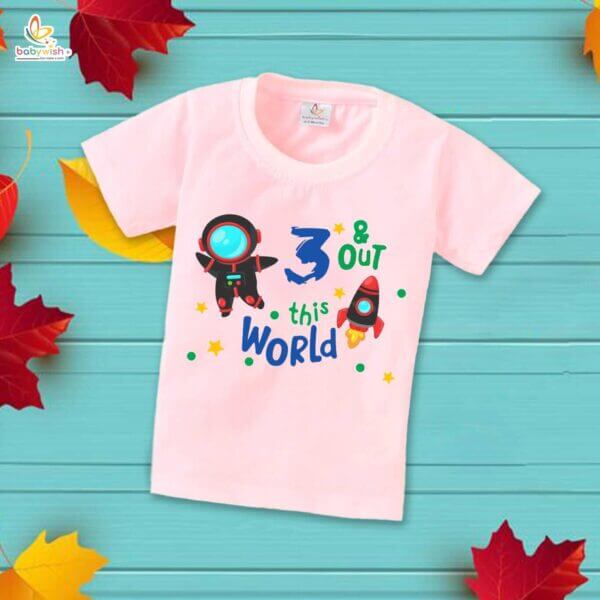 Three Year Birthday Unisex T-Shirt Half Sleeve Round Neck Topwear tee for kids