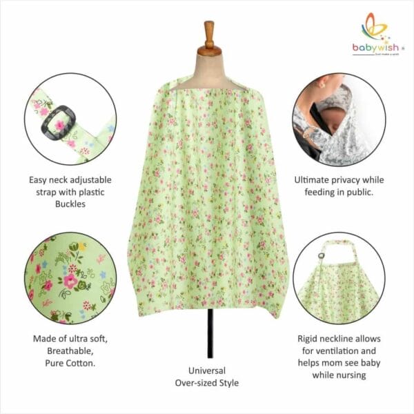 Nursing covers for Mother Breathable feeding cover for Breastfeeding 360° Coverage Protection Cover - Pista Flower Paradise - Image 2