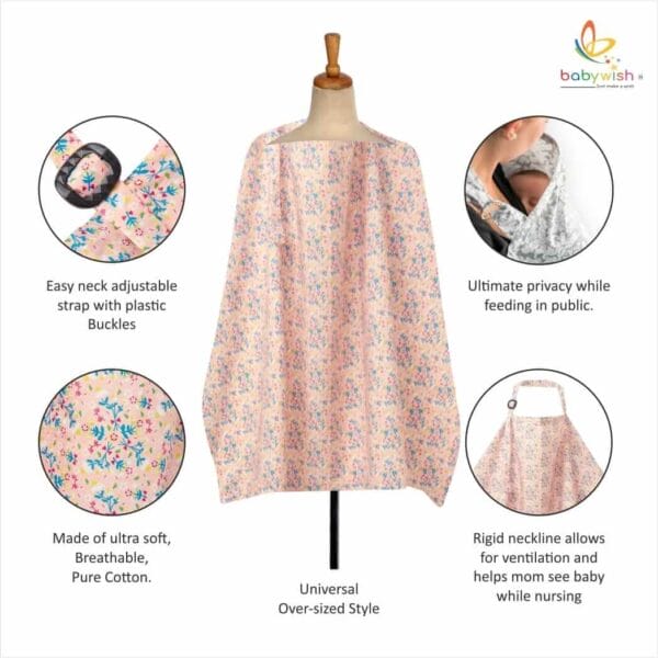 Nursing covers for Mother Breathable feeding cover for Breastfeeding 360° Coverage Protection Cover - Pink Flower Island - Image 2