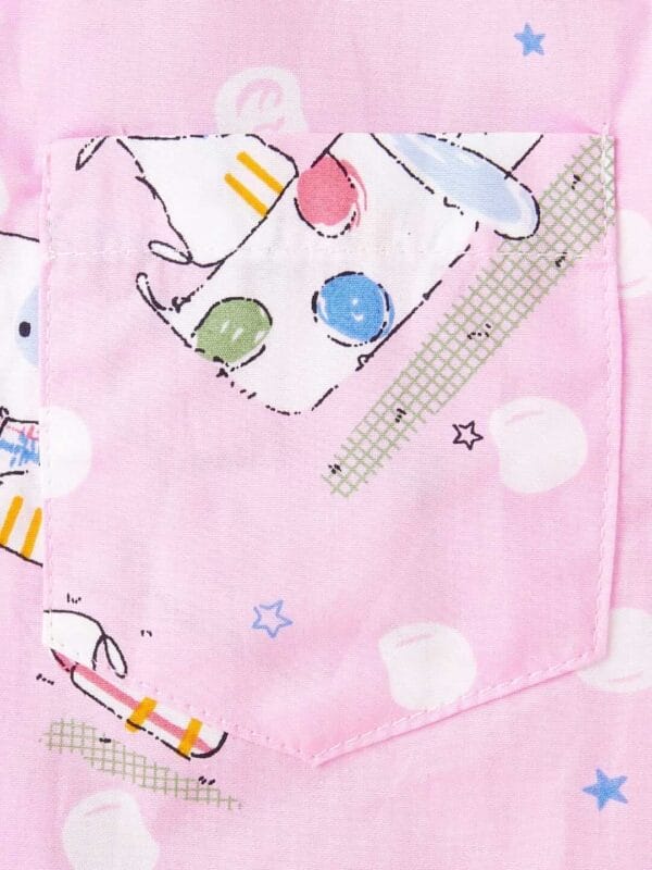 Kids Sleepsuit for Baby Boy’s and Girl’s Topwear and Pajamas Set Long Sleeve Sleepwear Baby Clothing Sets - Pink Star Print - Image 4