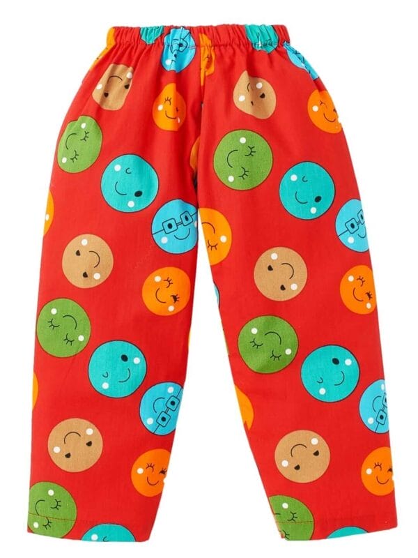 Kids Sleepsuit for Baby Boy’s and Girl’s Topwear and Pajamas Set Long Sleeve Sleepwear Baby Clothing Sets - Red Color Smiley - Image 5