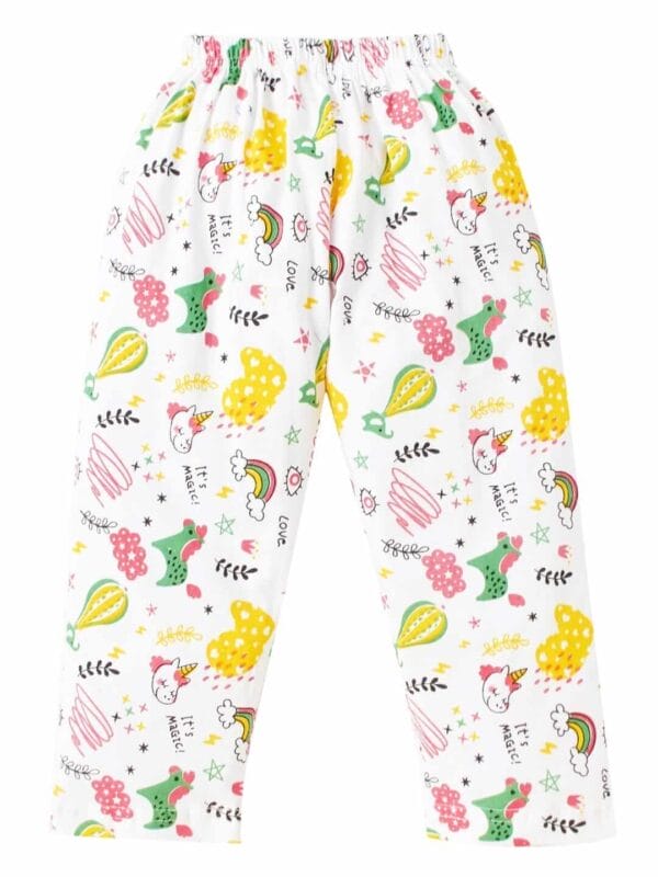Kids Sleepsuit for Baby Boy’s and Girl’s Topwear and Pajamas Set Long Sleeve Sleepwear Baby Clothing Sets - White Unicorn Rainbow Theme - Image 5
