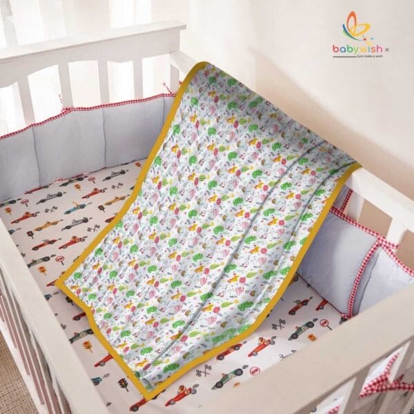 GOTS Certified Organic Muslin Baby Dohar Blanket for Newborn Soft Crib All Seasons Quilt for Microfiber Giftset - Orange Unicorn Rainbow - Image 6