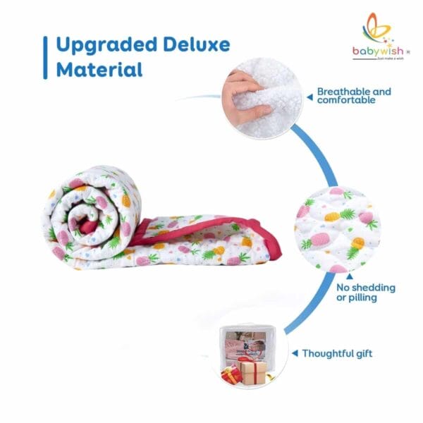 GOTS Certified Organic Muslin Baby Dohar Blanket for Newborn Soft Crib All Seasons Quilt for Microfiber Giftset - Red Pineapple Yard - Image 5
