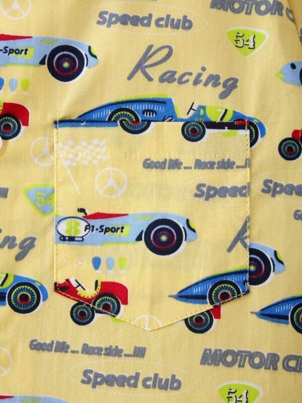 Kids Sleepsuit for Baby Boy’s and Girl’s Topwear and Pajamas Set Long Sleeve Sleepwear Baby Clothing Sets - Yellow Race Car - Image 6