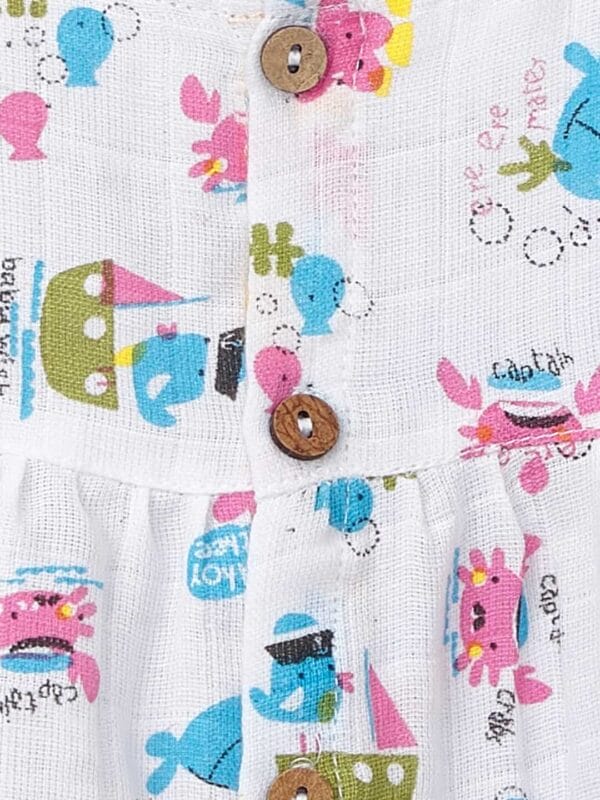 Baby Girl Organic Muslin Frock Newborn Girl Knee Length Dress Multi Theme Printed - Image 12