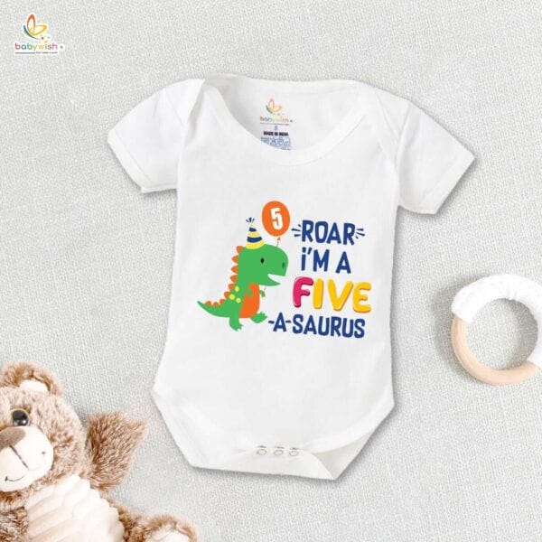 Five month unisex baby romper half sleeve round neck onesie - Image 2