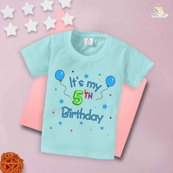Five Year Birthday Unisex T-Shirt Half Sleeve Round Neck Topwear tee for kids