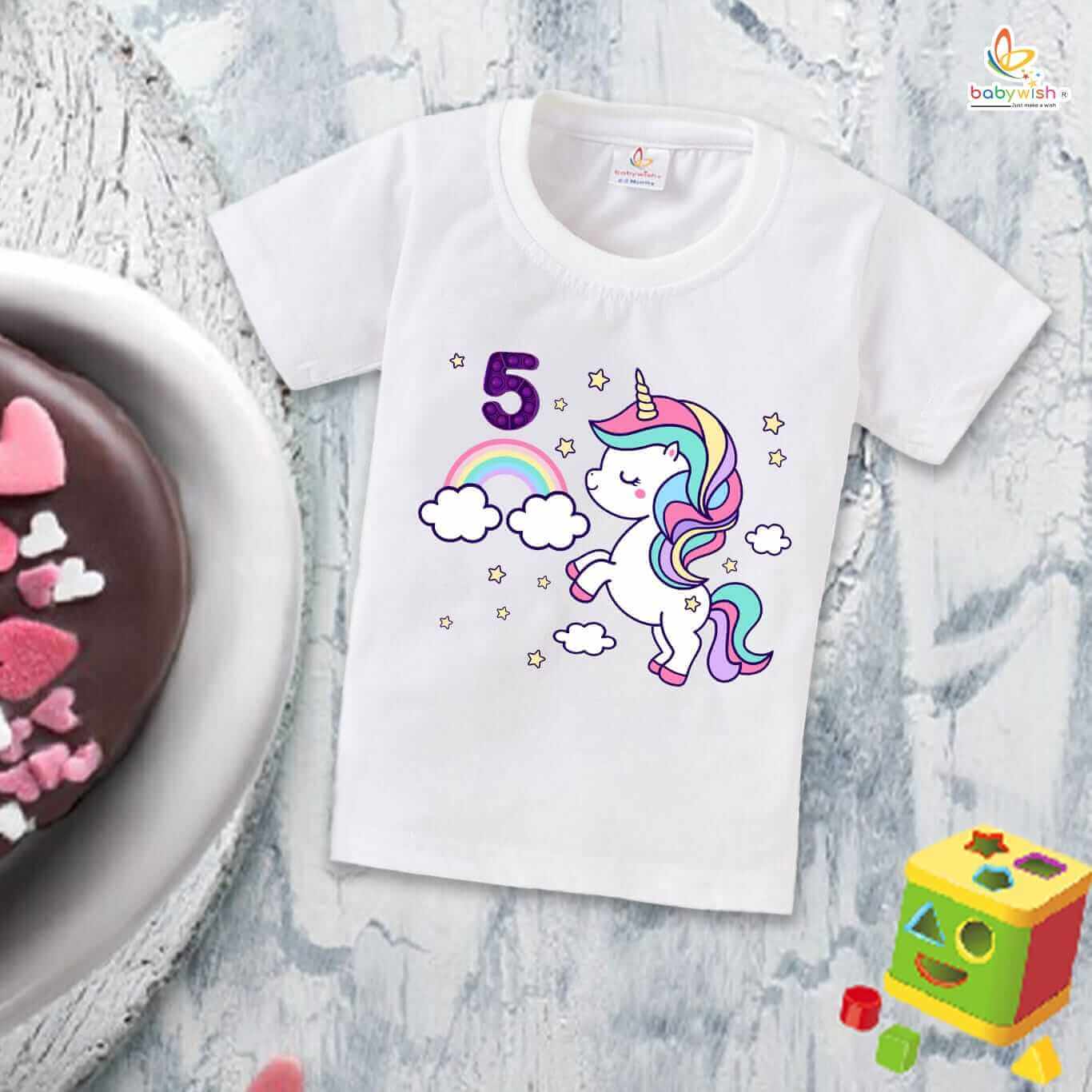 Five Year Birthday Unisex T-Shirt Half Sleeve Round Neck Topwear tee for kids