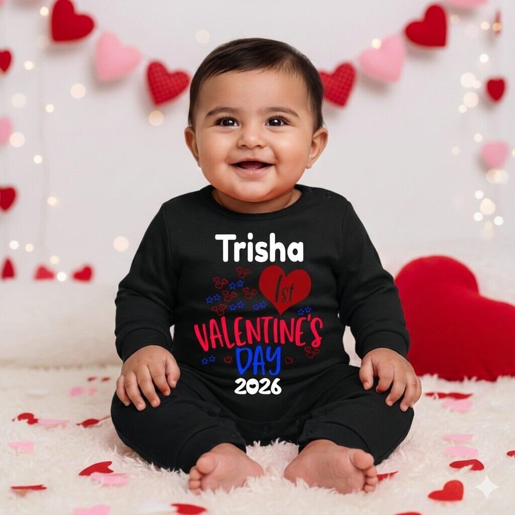 A Cute 1st Valentine Baby Romper by Babywish – Premium Cotton Full Romper with Heart Print, Easy Snap Buttons, Perfect Valentine Outfit for Babies - Image 4