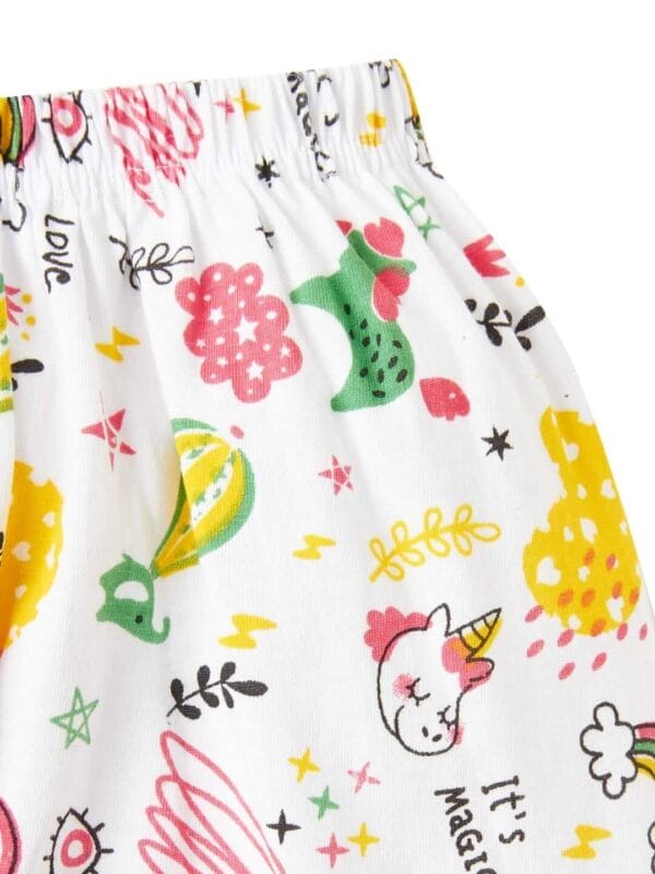 Kids Sleepsuit for Baby Boy’s and Girl’s Topwear and Pajamas Set Long Sleeve Sleepwear Baby Clothing Sets - White Unicorn Rainbow Theme - Image 6
