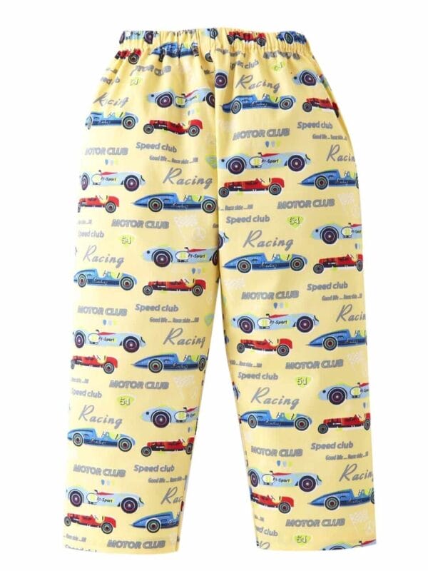 Kids Sleepsuit for Baby Boy’s and Girl’s Topwear and Pajamas Set Long Sleeve Sleepwear Baby Clothing Sets - Yellow Race Car - Image 5