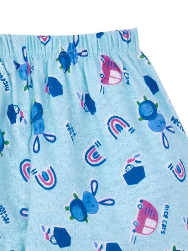 kids top bottom baby Jhabla Set Full Sleeve Pure Flannel kids tshirt Jhabla pajama set - Blue Nice Car Vector Print - Image 6