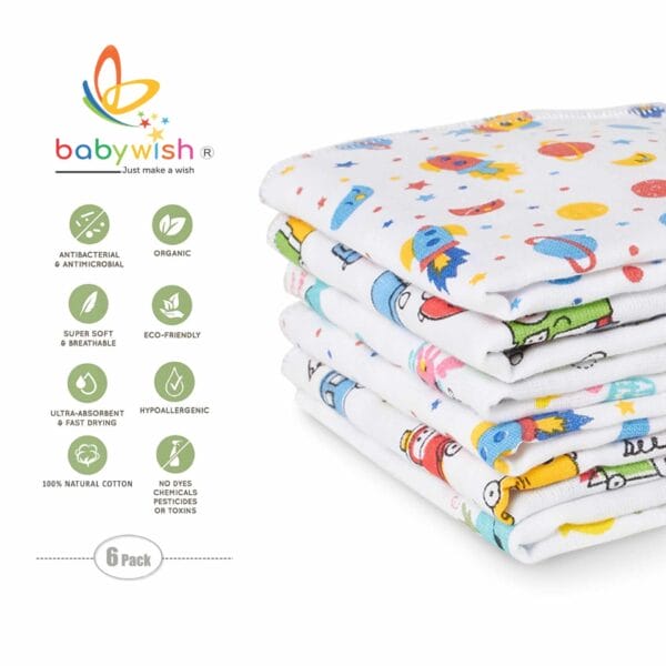 Baby Organic Muslin Washcloths for Newborn face hand towels Combo Pack - Multicolor - Image 8
