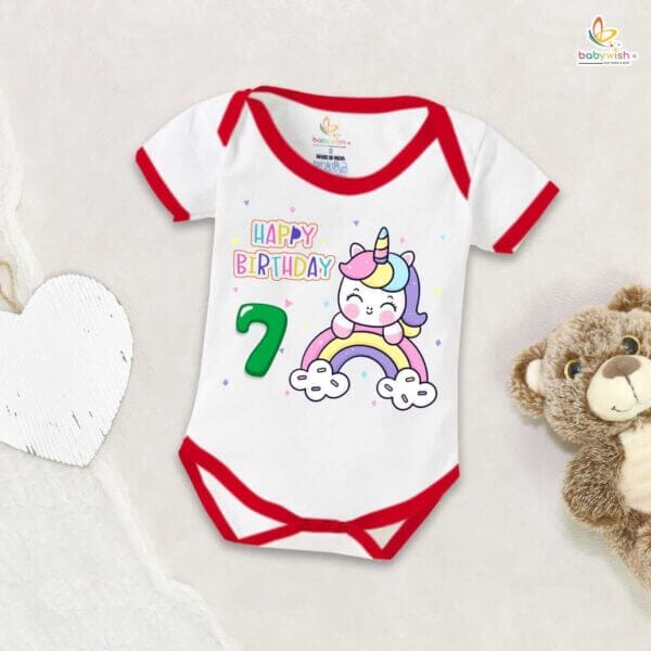 Seven month unisex baby romper half sleeve round neck onesie - Image 5