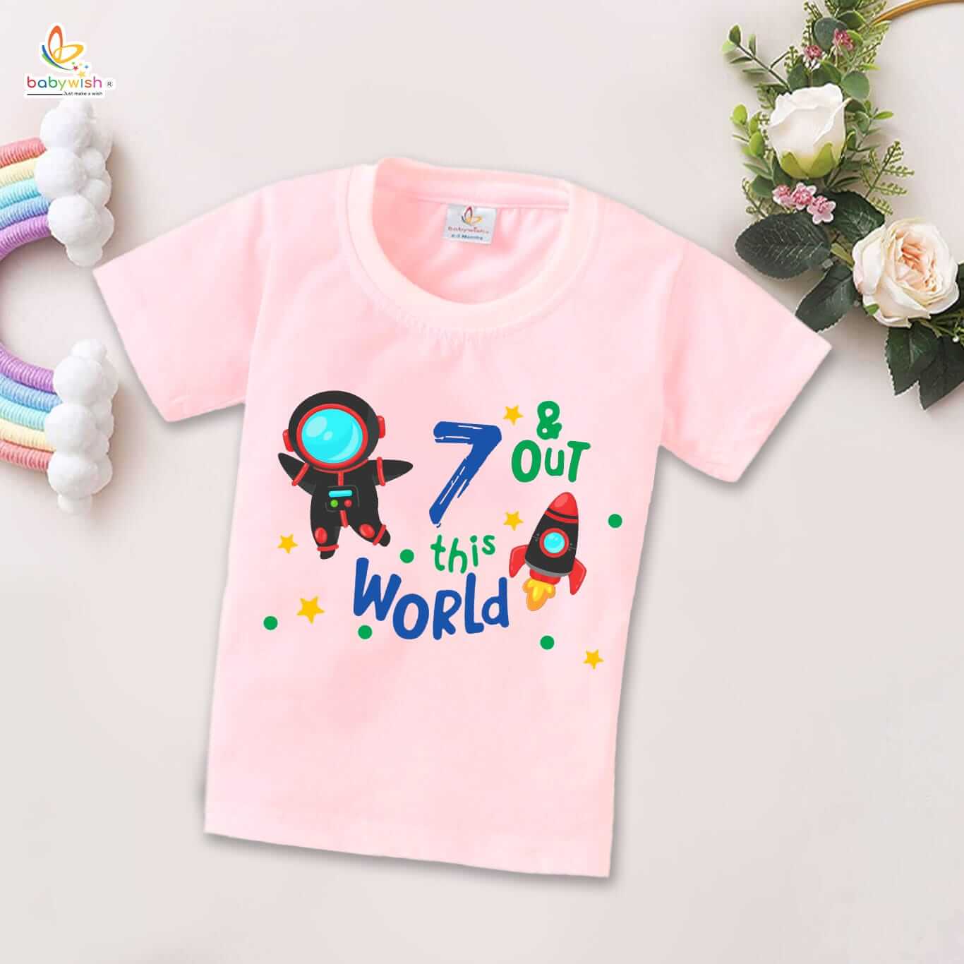 Seven Year Birthday Unisex T-Shirt Half Sleeve Round Neck Topwear tee for kids