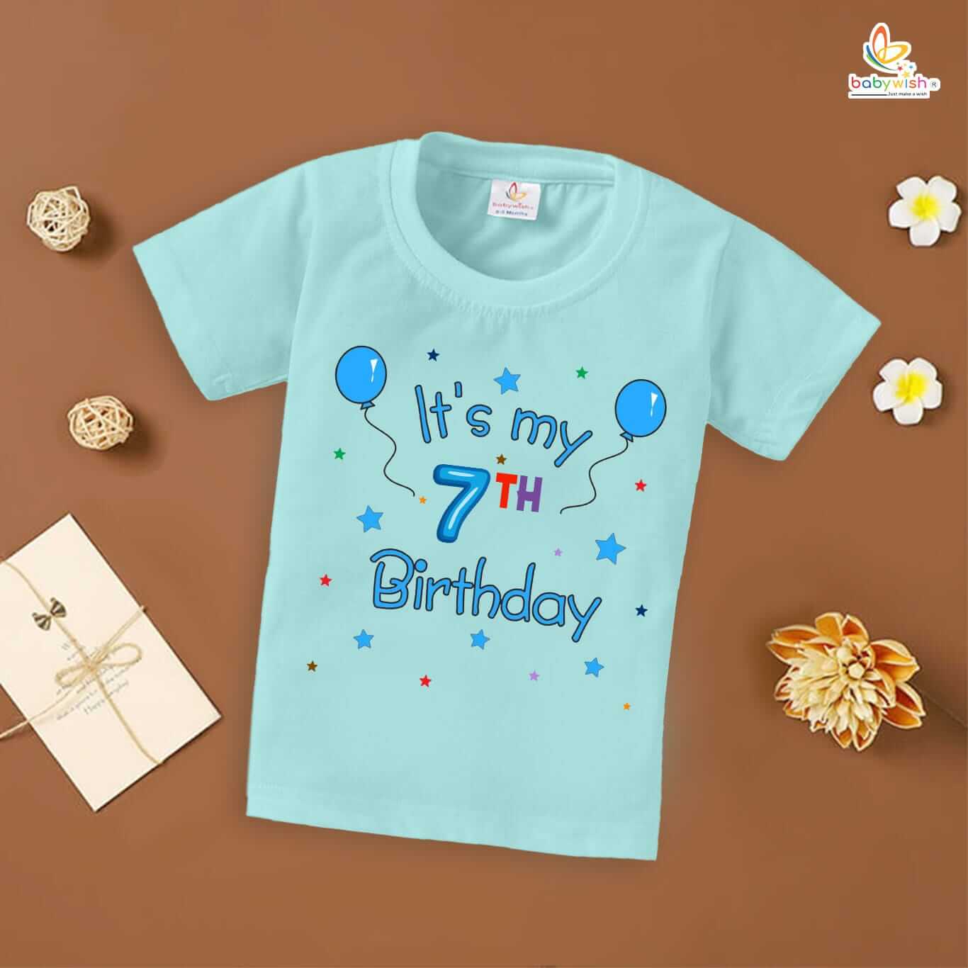 Seven Year Birthday Unisex T-Shirt Half Sleeve Round Neck Topwear tee for kids