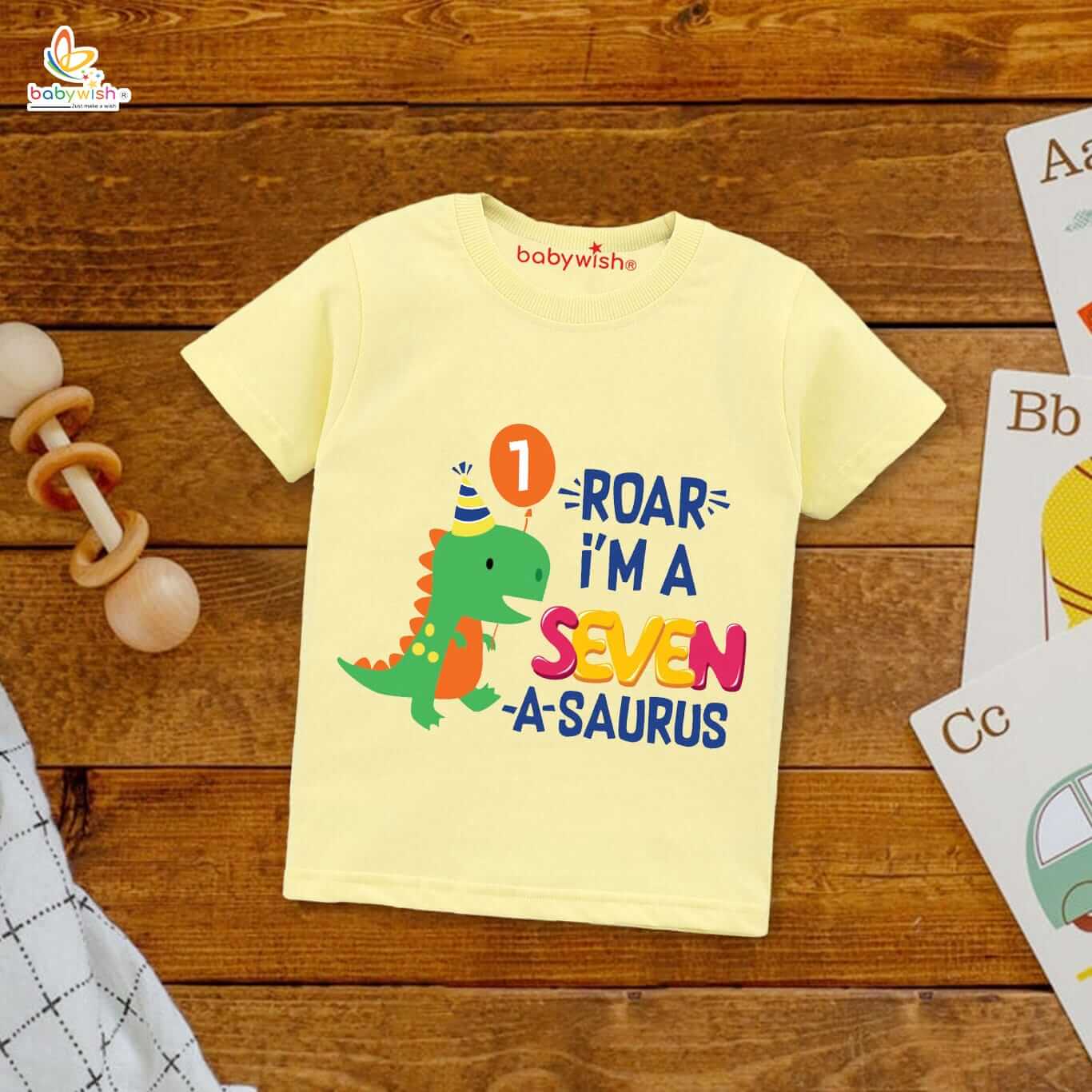 Seven Year Birthday Unisex T-Shirt Half Sleeve Round Neck Topwear tee for kids