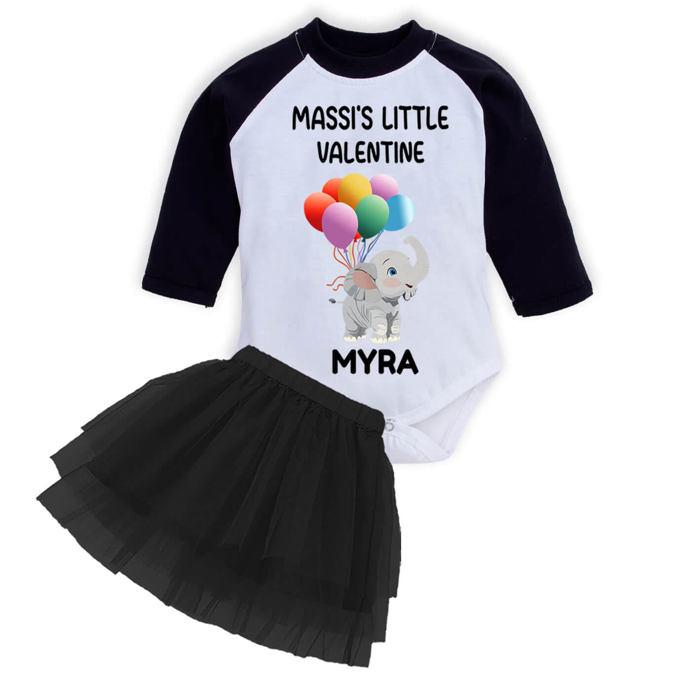 Personalized baby romper skirt set
