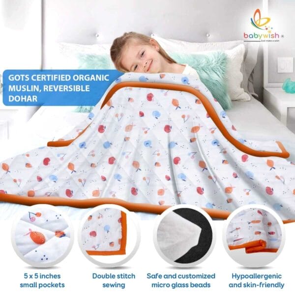 GOTS Certified Organic Muslin Baby Dohar Blanket for Newborn Soft Crib All Seasons Quilt for Microfiber Giftset - Red Fruit Island - Image 8
