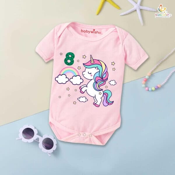 Eight month unisex baby romper half sleeve round neck onesie - Image 3