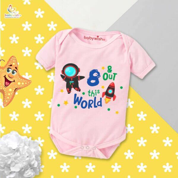 Eight month unisex baby romper half sleeve round neck onesie - Image 3