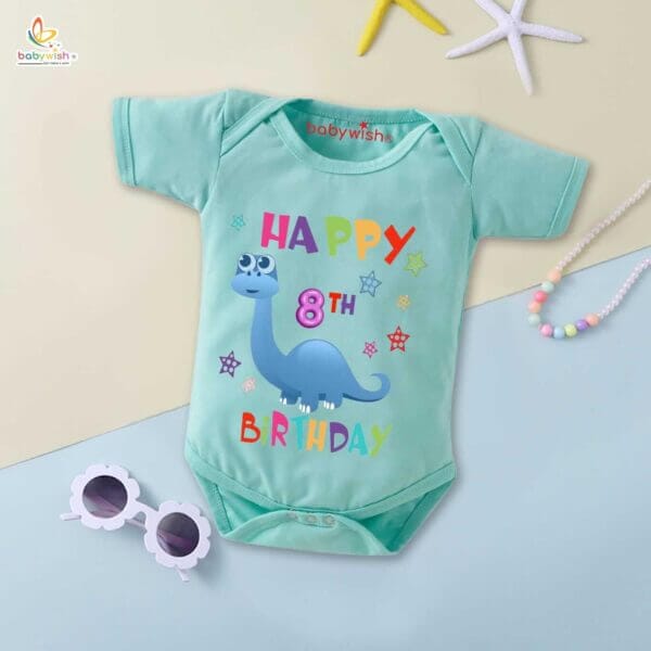 Eight month unisex baby romper half sleeve round neck onesie - Image 3