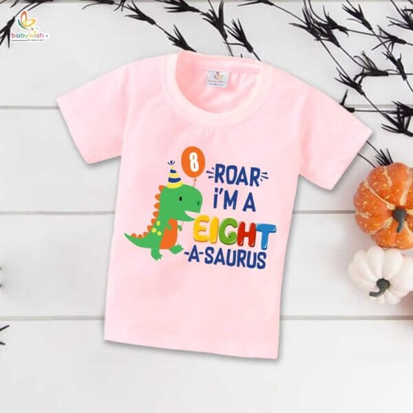 Eight Year Birthday Unisex T-Shirt Half Sleeve Round Neck Topwear tee for kids - Image 2