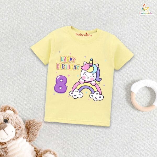 Eight Year Birthday Unisex T-Shirt Half Sleeve Round Neck Topwear tee for kids - Image 4