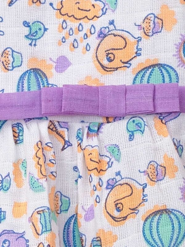 Baby Girl Organic Muslin Frock Newborn Girl Knee Length Dress Multi Theme Printed - Image 13