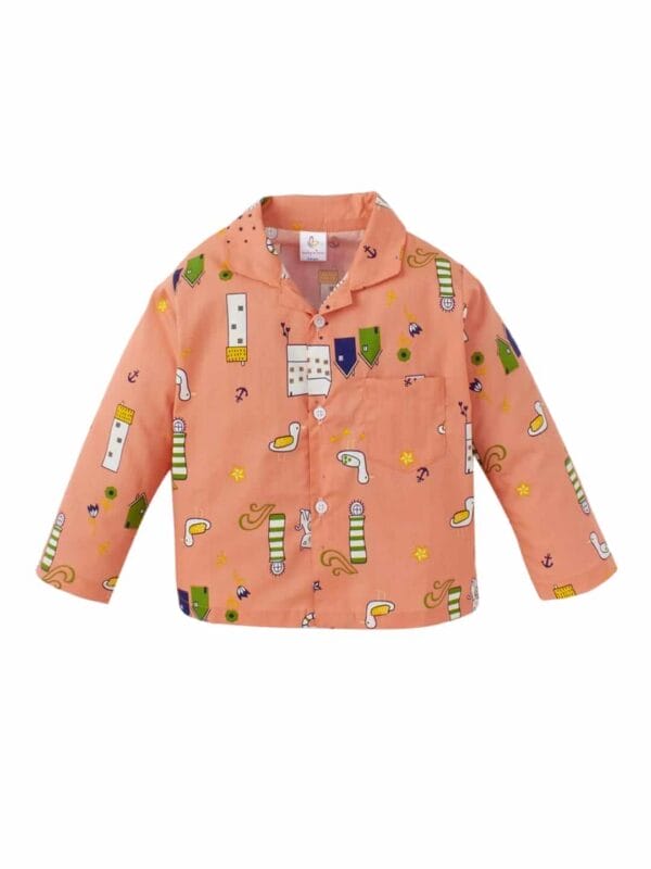Kids Sleepsuit for Baby Boy’s and Girl’s Topwear and Pajamas Set Long Sleeve Sleepwear Baby Clothing Sets - Peach Swan Print - Image 2