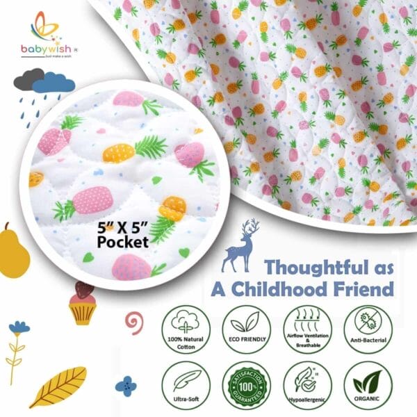 GOTS Certified Organic Muslin Baby Dohar Blanket for Newborn Soft Crib All Seasons Quilt for Microfiber Giftset - Red Pineapple Yard - Image 9