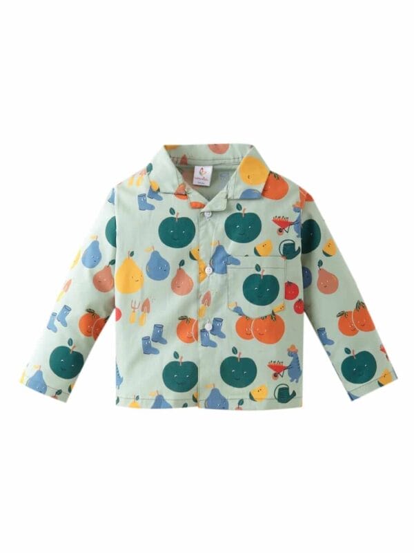Kids Sleepsuit for Baby Boy’s and Girl’s Topwear and Pajamas Set Long Sleeve Sleepwear Baby Clothing Sets - Green Papaya Print - Image 2