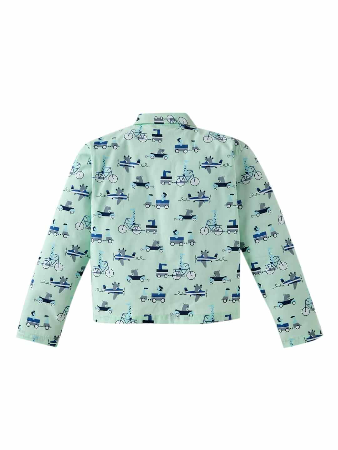 Kids Sleepsuit for Baby Boys and Girls Long Sleeve Topwear and Pajamas Set Baby Clothing Sleepwear Set Green Vehicles Print Perfect for Newborns and Toddlers - Image 3