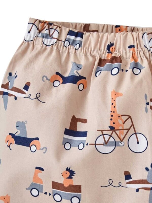 Kids Sleepsuit for Baby Boy’s and Girl’s Topwear and Pajamas Set Long Sleeve Sleepwear Baby Clothing Sets - Peach Vehicles Print - Image 6