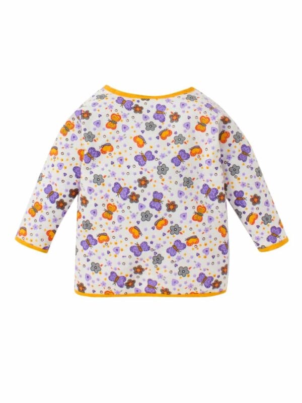 kids top bottom baby Jhabla Set Full Sleeve Pure Flannel kids tshirt Jhabla pajama set - Purple Butterfly Print - Image 3