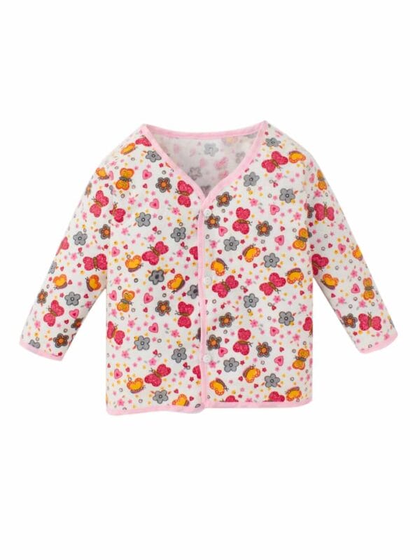 kids top bottom baby Jhabla Set Full Sleeve Pure Flannel kids tshirt Jhabla pajama set - Pink Butterfly Print - Image 2