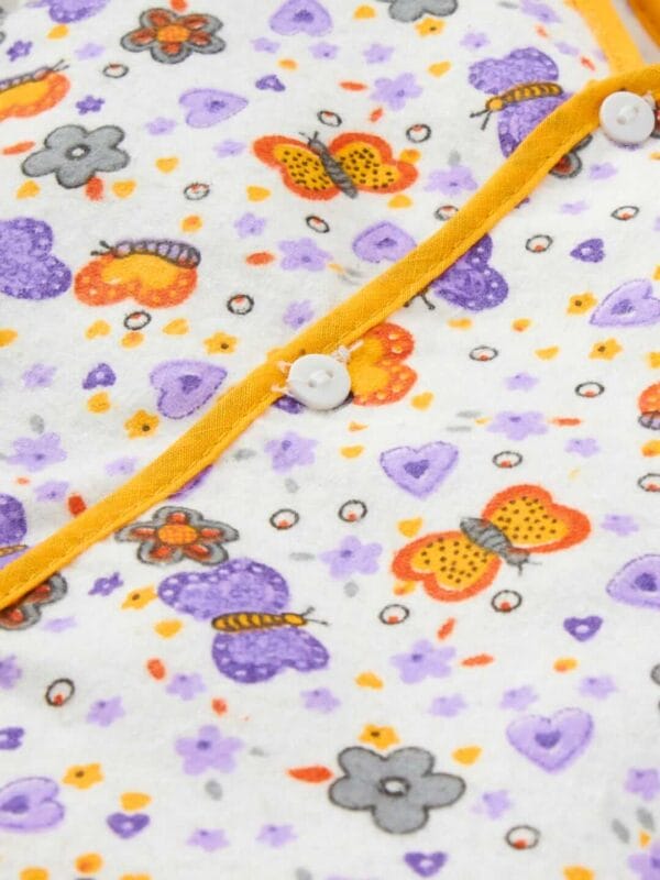 kids top bottom baby Jhabla Set Full Sleeve Pure Flannel kids tshirt Jhabla pajama set - Purple Butterfly Print - Image 4