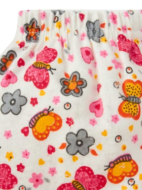 kids top bottom baby Jhabla Set Full Sleeve Pure Flannel kids tshirt Jhabla pajama set - Pink Butterfly Print - Image 6