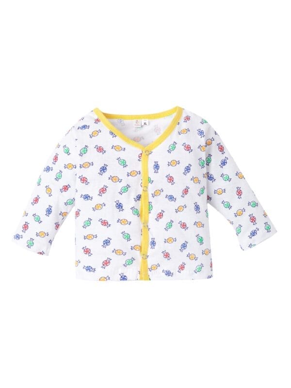 kids top bottom baby Jhabla Set Full Sleeve Pure Cotton kids tshirt Jhabla pajama set - Yellow Candy Print - Image 2
